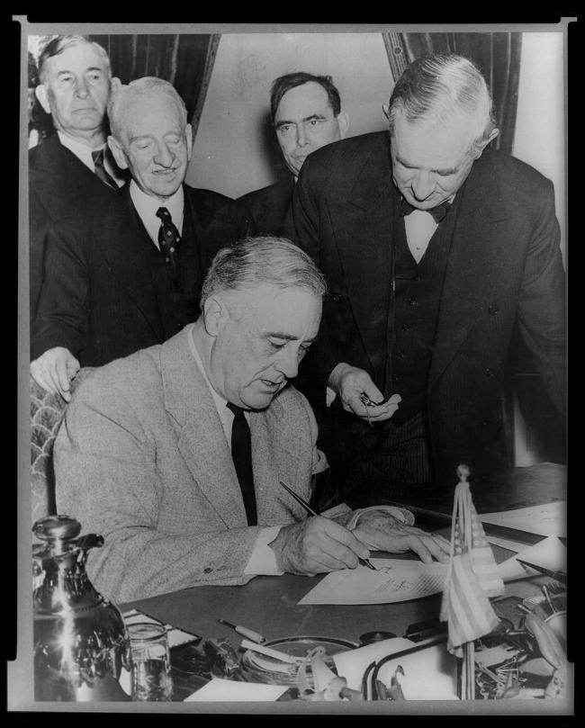 President Roosevelt signing the declaration of war against Germany, Dec. 11, 1941