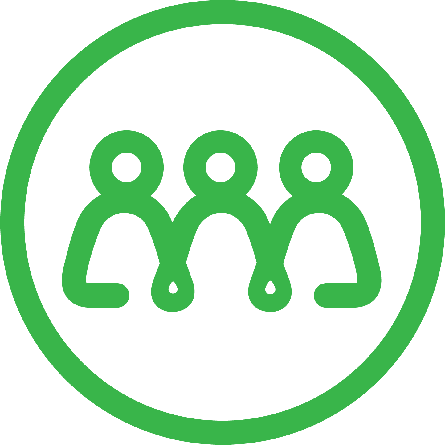 A green circle with four people in it.