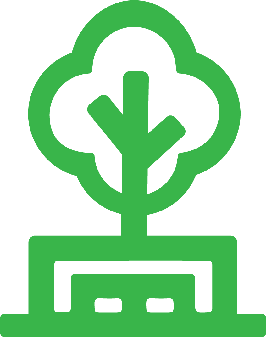A green icon with a tree on top of it.