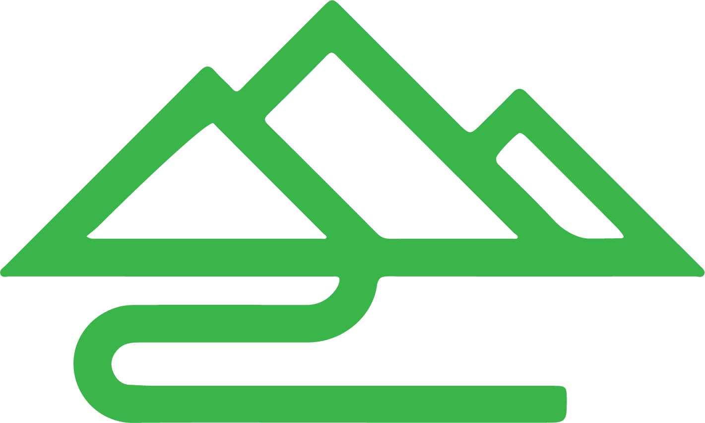 A green logo with a mountain in the middle.