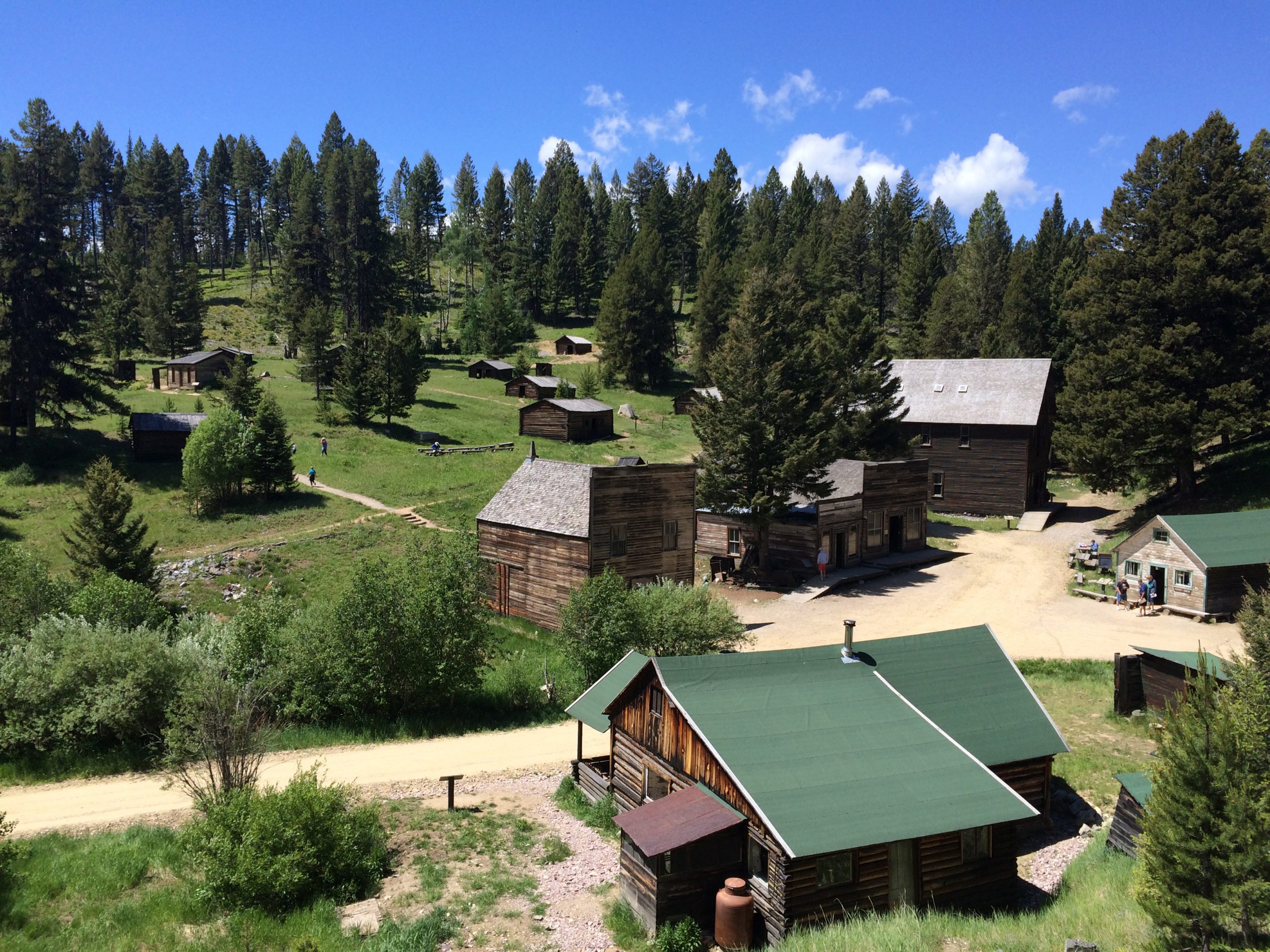 A view from uphill of Garnet ghost town