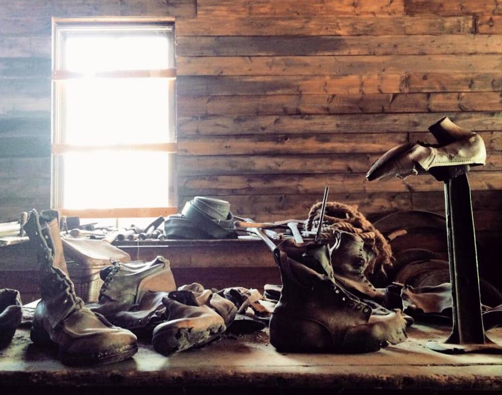 A collection of old shoes recovered from the ghost town of Garnet, Montana