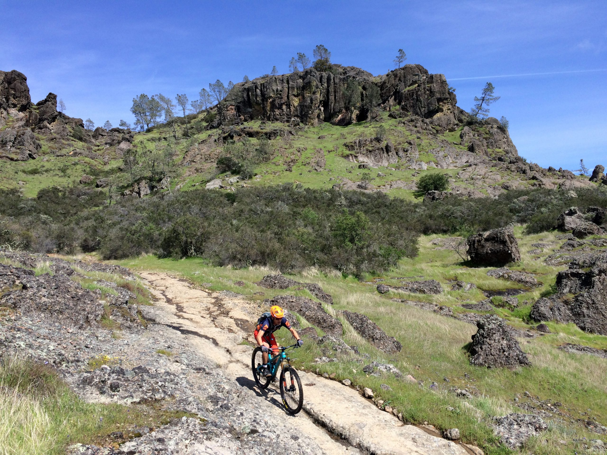 A mountain biker on Oat Hill Mine trail