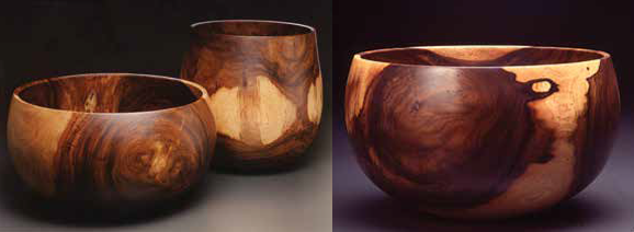Three wood bowls