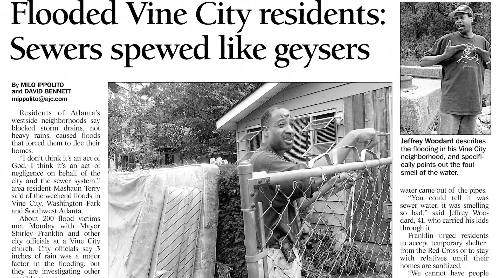 Flooded vine city residents sewers spewed like geezer.