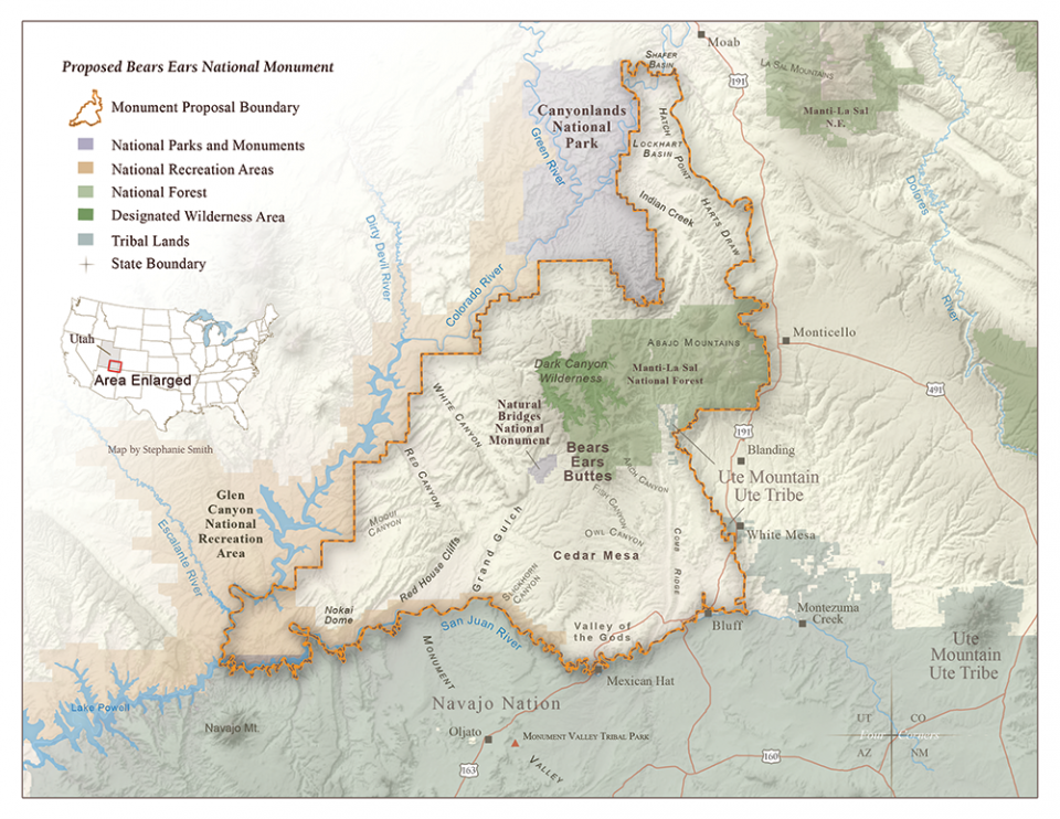 Map of proposed Bears Ears National Monument