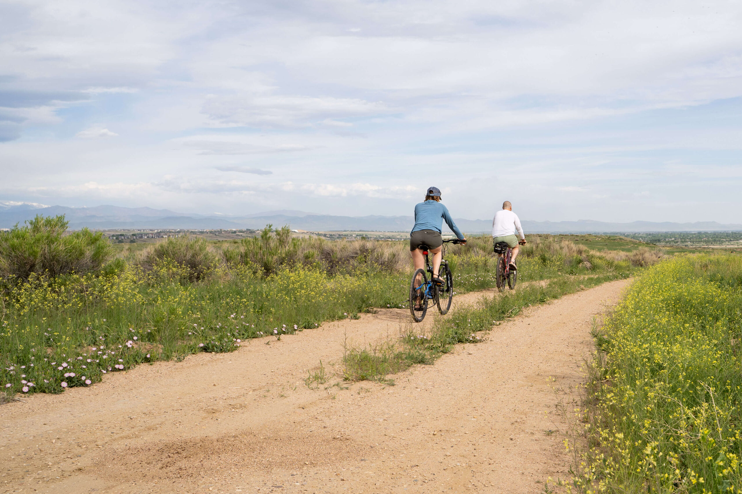 Mountain bikers on the trail at Shur View park in Greeley, CO