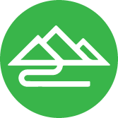 A green icon with a mountain and a river.