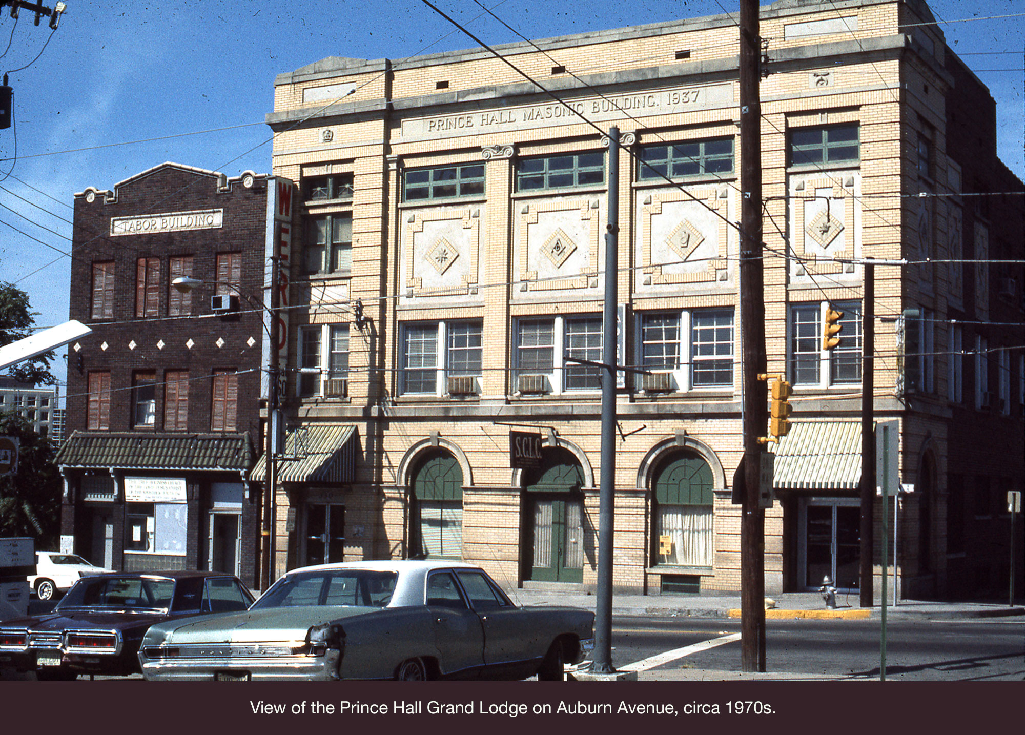 View of the Prince Hall Grand Lodge on Auburn Avenue, circa 1970s.